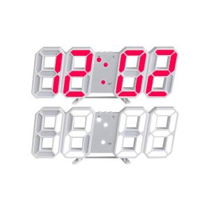 Lot de 2 r&eacute;veils muraux num&eacute;riques LED 3D avec contr&ocirc;le via application pour chambre - Rouge - Neuf