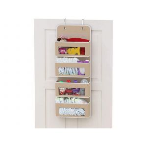 Organisateur de rangement &agrave; 4 niveaux pour porte, beige - Neuf