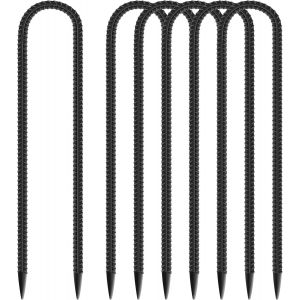 Eryi-Lot De 6 Piquets D'ancrage Au Sol - 30 Cm De Long - Crochet En U - Clous De Tente - Crochets Pour Sécuriser Clôture, Trampoline, Auvent De Camping, Piquets De Jardin (6 Pièces, Noir) - Neuf