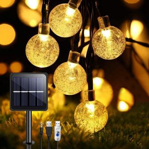 KAL-Guirlande Lumineuse Exterieure, 8M 50Leds Guirlande Solaire Exterieur/Interieur 8 Modes Ip65 Étanche Guirlande Lumineuse Exterieure Solaire Pour Jardin, Mariage, Fête, Décoration (Blanc Chaud) - Neuf
