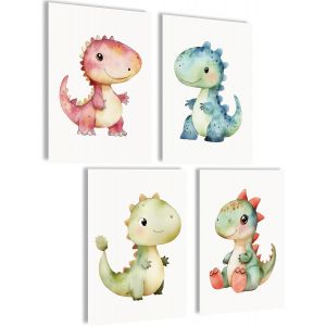 Eryi-Lot De Posters Pour Chambre D'enfant, Garçon Et Bébé, Tableaux Muraux, Pour Chambre D'enfant, Fille, Décoration De Chambre De Bébé (Dinosaures) - Neuf
