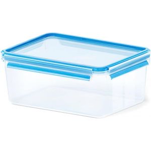 508546 Boîte Alimentaire Rectangulaire Avec Couvercle,Transparent/Bleu,3,7 L,Clip & Close - Neuf
