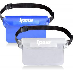KALANKA-2PCS Pochette Étanche à Ceinture Certifiée IPX8 Sangle Ajustable 3 Zipper Plastique Housse à Ceinture/Etui Imperméable/Sac pour Nautique,Pêche,Kayak,Baignade,Protection Téléphone/Argents/Cart - Neuf