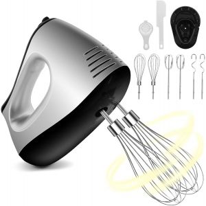 Batteur &Eacute;lectrique Cuisine 500W Batteur Polyvalent &Agrave; 5 Vitesses R&eacute;glables Batteurs &Agrave; Main Avec 4 Fouets Et 2 Crochets P&eacute;trisseurs Bouton &Eacute;jecteur Et Turbo - Neuf