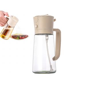 Flacon Pulv&eacute;risateur Et Distributeur D'huile D'olive 2 En 1, 470 Ml, Blanc - Neuf