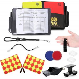Acdsgd-Lot De Cartes D'arbitre De Football Avec Carte Rouge Et Jaune En Pvc, Cordon Sifflet, Drapeaux D'arbitre Et Sac Pour Match De Football, Sports Scolaires Et Sport - Neuf