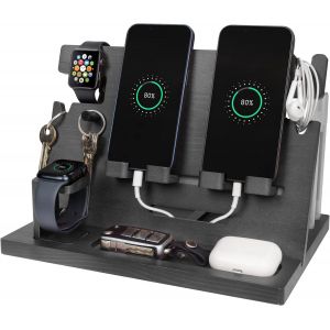 Cadeau Homme Organisateur de Bureau Bois Cadeau Papa Fete des Peres Support Telephone Bureau Support Montre, Cadeau Anniversaire Homme Idee Cadeau, Organiseur de table de Nuit, Idee Cadeau Homme Noel - Neuf
