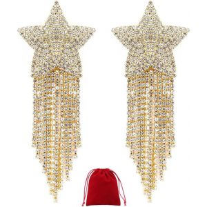 Sparkly Rhinestone Reusable Nipple Cover With Crystal Tassel - Neuf