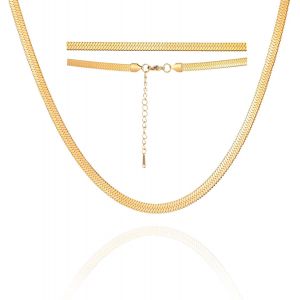 Kal-Collier Chaîne De Serpents Pour Femmes Hommes Colliers Ras Du Cou En Or Colliers De Chaîne À Chevrons Colliers Ras Du Cou Chaîne De Serpents - Neuf