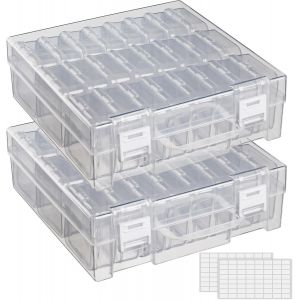 Yemaesre-Boîte De Rangement De Perles Transparente, 24 Grilles Récipients De Perles, Mini Boîtes De Rangement Rectangulaires Avec Couvercles À Charnière Pour Perles, Bijoux, Strass, Petits Objets (2 - Neuf