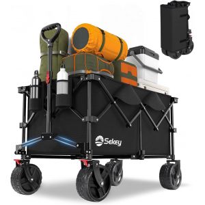 Xxl Plus Chariot De Jardin Pliable Avec Freins 200l 150kg, Chariot De Transport Tout-Terrain Avec Roues Extra Larges 17x10 Cm, Pliable Breveté Dans Quatre Directions Se4011, Anthracite - Neuf
