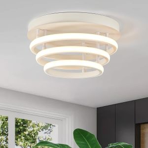 Plafonnier Led Dimmable Moderne 48w Plafonnier Luminaire Lustres Avec T&eacute;l&eacute;commande/App,3000k-6000k,3 T&ecirc;tes P&eacute;tales Lampe De Plafond 3200lm,Pour Salon,Chambre,Salle &Agrave; Manger,Cuisine - Neuf