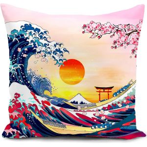 Cauc-Housse De Coussin Canape Decoration Salon Japon Japonais Cadeau Femme Housse Coussin Pour Canap&eacute; 40 X 40 Cm Chambre Deco Exterieur Decoratif - Neuf
