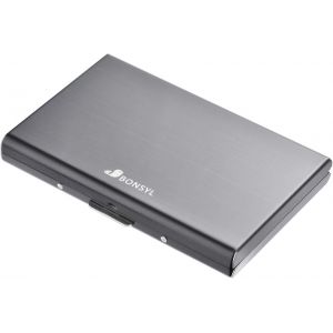 TRAHOO-Porte-Carte de Cr&eacute;dit, Portefeuille de Carte de Cr&eacute;dit en M&eacute;tal en M&eacute;tal pour Hommes et Femmes, avec Protection RFID et NFC Contre Le vol de Donn&eacute;es. - Neuf