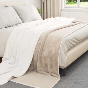 vidaXL Jet&eacute; Beige 240 x 270 cm Toison - Neuf