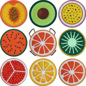 Kit De 8 Sous-Verres &Agrave; Peindre Avec Des Diamants 5d, Style 11, Pour D&eacute;corations De F&ecirc;te - Neuf