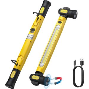 MEVRONISSHOP-Lampe de travail LED rechargeable 6000 mAh v&eacute;ritable 3000 lm lampe d'atelier avec aimant crochet 360&deg; 3 modes rotation 180&deg; pour camping, garage, atelier - Neuf