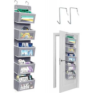 Organisateur de penderie,Rangement de porte suspendue avec 5 compartiments,Rangement mural pour salle de bain,Armoire,Armoire,Chambre d'enfant,Gray-yu - Neuf