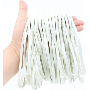 Chenquansarl-Lot De 50 Grands &Eacute;lastiques En Caoutchouc - 5 Mm De Large (40 Cm De Circonf&eacute;rence) - Blancs - R&eacute;sistants Et R&eacute;utilisables - Larges Anneaux En Caoutchouc Pour La Maison, Le Bureau Et L'em - Neuf