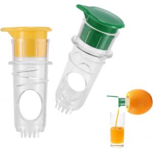 2Pcs Presse-Citron À Vis, Mini Presse-Citron À Vis En Plastique Avec Filtre Intégré Presse-Jus Pratique Avec Couvercle Pour Boissons Cocktails Boissons[Z899] - Neuf