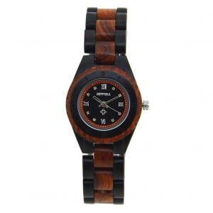 Couples En Bois Montre Bande De Bois Quartz Mouvement Hommes Femmes Montre-Bracelet (Noir + Rouge Femme) - Neuf