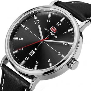 Mini Focus Business Men Analogique Bracelet En Cuir &Eacute;tanche Montre &Agrave; Quartz (Noir + Acier) - Neuf
