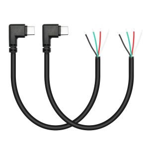 Court &Agrave; Angle Droit, C&acirc;ble Usb C Vers 4 Broches Nu, Extr&eacute;mit&eacute; Ouverte, 30 Cm, Fiche Usb Type C M&acirc;le &Agrave; 90 Degr&eacute;s, Alimentation Et C&acirc;ble De Donn&eacute;es, 22 Awg, 5 V/3 A, Pour Appareil Us[CAB9165872] - Neuf