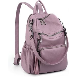 KALANKA-Femme Sac port&eacute; Dos Anti-Vol Sac &agrave; Main port&eacute; &eacute;paule Glands Multi Compartiment PU Cuir lav&eacute; - Neuf