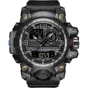 Montre Militaire Homme Montre Sport &Eacute;tanche Digitale &Agrave; 50 M Avec Alarm,Chronom&egrave;tre Led Double Affichage.[J815] - Neuf