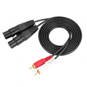 Cable de raccordement professionnel pour microphone, 1,5 m, double XLR femelle 3 broches vers double RCA male - Neuf
