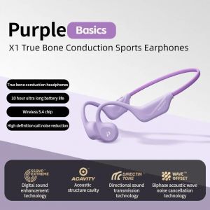 X1 &eacute;couteurs de cyclisme &agrave; Conduction osseuse 32GB m&eacute;moire Bluetooth 5.4 casque de course ouvert technologie sportive mod&egrave;le Violet - Neuf