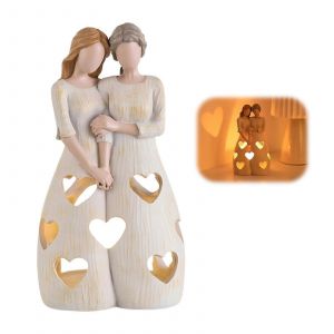 Porte-Bougie En Resine, Ornement Representant L'amour Entre Une Mere Et Sa Fille, Cadeau Ideal Pour La Fete Des Meres - Neuf