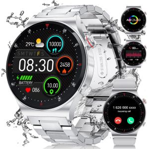 Bangwei Montre Connectée Pour Homme Avec Fonction Téléphone, Amoled 1,43"", 120 Modes Sportifs, Étanche Ip68, Batterie 400 Mah, Design Business Tendance Avec 2 Bracelets - Neuf