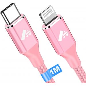 LORANKA-C&acirc;ble USB C vers Lightning 1M [Certifi&eacute; MFi] Chargeur iPhone Type C Rapide Power Delivery Nylon Tress&eacute; pour iPhone 14/14 Pro Max/13/12/11, iPad Pro - Neuf