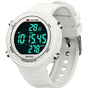Montre De Sport Panars Pour Homme, Lumineuse, Etanche, Double Fuseau Horaire, Calendrier (Blanc) - Neuf