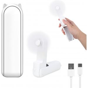 KALANKA-Ventilateur de Poche Mini ventilateur portatif ventilateur à main 2 en 1 , à Piles Rechargeables par USB [14-21 heures] Avec Batterie Externe ventilateur pour Bureau Domicile Voyage En Plein - Neuf