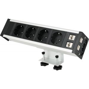 ChenQuanSarl-Multipr De Table, À 4 Pr s, Avec 2 Rj45, Pour Bureau, Cuisine, Plan De Travail, Câble De 1,5 M (Pr De Table À Clipser) - Neuf