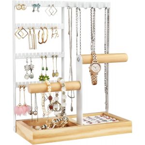 Nbgcm-Présentoir À Bijoux, Multicouche, Porte-Chaîne, Porte-Boucles D'oreilles, Rangement Pour Bagues, Boucles D'oreilles, Bracelets, Montres Et Accessoires, Blanc - Neuf