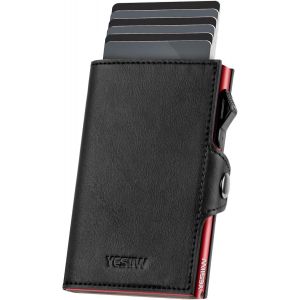 Portefeuille Pour Homme Avec Compact Au Maximum,Pop Up Porte-Carte Homme Pour 8-10 Cartes,1 Fen&ecirc;tre Id & 10+ Billet,Portefeuille Hommes Avec Rfid & Monnaie,Wallet (Bo&icirc;te Rouge En Alu) - Neuf