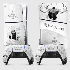 Sticker PS 5 Slim Gear 1, Autocollant PS 5 Manga, Console et Manette, Edition Slim Disque, Skin Gear 1 PS5 (2 Manettes) - Neuf