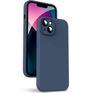 LORANKA-Coque en Silicone Liquide pour iPhone 13, [Protection de la Cam&eacute;ra] [Anti-Empreintes Digitales] [Chargement sans Fil], &Eacute;tui Housse en Microfibre Int&eacute;gr&eacute;e, 6,1"", Bleu Fonc&eacute; - Neuf