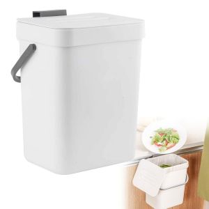 Poubelle Suspendue aux Armoires,3L Poubelle Murale pour Cuisine avec Couvercle,Plastique Poubelle pour cuisine Salle de bain Chambre Salon (blanc) - Neuf