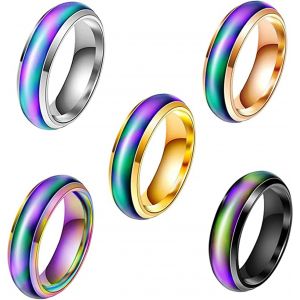 Asas-5 Pièces Bague De Changement De Couleur,Bague D'humeur,Bague De Température,Changement De Couleur Bague D'humeur,Pour Hommes,Femmes,Bijoux De Mode,Vie Quotidienne,Fête,Anniversaire,Voyage - Neuf