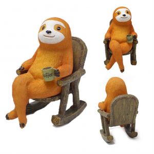 HJLIAN Figurine d'animal paresseux sur chaise a bascule en resine, ornement miniature, pot de fleurs, bureau, jardin, decoration de la maison, artisanat en resine - Neuf