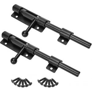 ChenQuanSarl-Lot De 2 Verrous De Porte Verrouillables En Acier Inoxydable Noir Pour Portail, Fenêtre, Clôture (160 Mm, Noir) - Neuf
