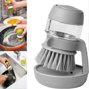 Brosse De Nettoyage De Pressage Multifonctionnelle,Brosse De Distribution De Savon,Brosse De Nettoyage De Distribution De Savon 2 En 1,Brosse De Nettoyage De Vaisselle En Pot Tout Usage,Brosse &Agrave; Vaiss - Neuf