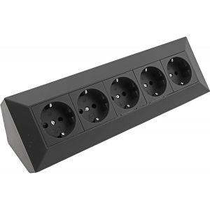 Prise D'Angle 5 Prises 230 V I Angle De 90&deg; Pour Montage D'Angle I Prise Encastrable Pour Cuisine Atelier I Noir - Neuf