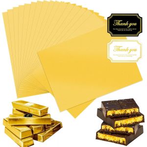 Dr 100 Pi&egrave;ces Emballage Tablette Chocolat (20x28cm) - 160 Pi&egrave;ces &Eacute;tiquettes Cadeaux - Feuilles D'emballage En Feuille D'or - Kit Papier Demballage De Chocolat & Bonbons Luxe - Neuf