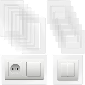 6 Pi&egrave;ces Protections Murales Interrupteurs de 1 Prise 6 St&uuml;ck Transparents Acrylique Plaque de Protection Interrupteur de 2 Prise pour Famille Chambre Salon - Forme Carr&eacute;e - Neuf