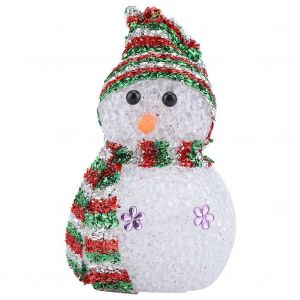 HJLIAN Lampe torche LED de Noel, joli bonhomme de neige, decoration de fete de Noel pour enfants (chapeau raye) - Neuf